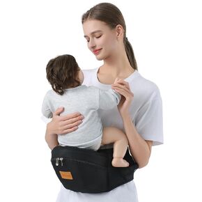 Hip Seat Baby Carrier Newborn to Toddler(7-44bls), Non-Slip Shock Absorption Hip Seat Surface, Baby Hip Carrier with Adjustable Waistband, Large Capacity Pocket, Baby Holder All Seasons, Black