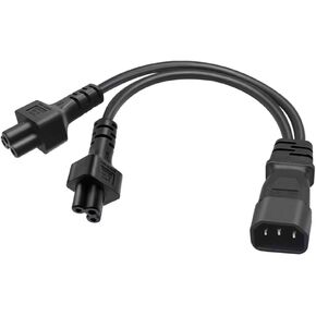 0.32M/1FT C14 to C5+5-15R Y Splitter Power Plug Cord,IEC32C0 14 Plug to American Standard Socket，C14 to C5 Power Cord