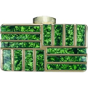 Women Acrylic Clutch Bridal Purse Stripe Evening Bag Marble Handbag for Prom Wedding Party Cocktail (Champagne)