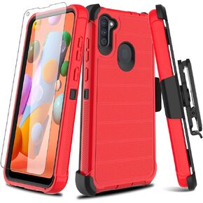 for Galaxy A11 Case with Soft TPU Screen Protector, [Holster Series] Full Body Heavy Duty Armor Protective Phone Cover with Kickstand Belt Clip Case for Samsung Galaxy A11 (Navy)