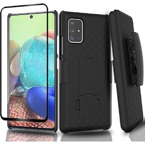 Ailiber Samsung Galaxy A71 5G Case Holster, Galaxy A71 5G Screen Protector, Swivel Belt Clip Kickstand Holder, Slim Durable Armor Shell Protective Pouch Cover for A71 5G 6.7in (NOT FIT A71 4G) -Black
