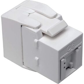 Tripp Lite RJ45 Keystone Jack, Cat6a/Cat6/Cat5e, RJ45 Connector, Shuttered, Dust Cap, No Tools Required, PoE/PoE+ Compliant, TAA Compliant, White (N238-001-GY-TF)