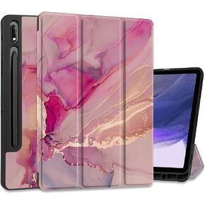 MEEgoodo Case for Samsung Galaxy Tab S9/S9 FE 11 inch Cover 2023 with Pen Holder, Protective Tablet Cover with Leather Folding Stand + Soft TPU Back Shell + Smart Auto Wake/Sleep, Red Poppy Flowers