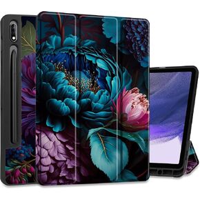 MEEgoodo Case for Samsung Galaxy Tab S9/S9 FE 11 inch Cover 2023 with Pen Holder, Protective Tablet Cover with Leather Folding Stand + Soft TPU Back Shell + Smart Auto Wake/Sleep, Red Poppy Flowers