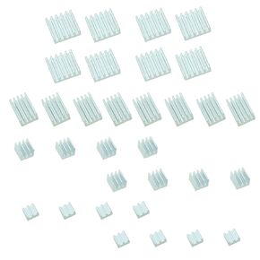 32PCS White Heat Sink Kit with Thermal Tape Backing Aluminium Heat Sink Cooler Raspberry Pi Combo Heat Sink for Heat Sink Profiles