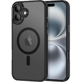 Magnetic for iPhone 16 Pro Case 6.3" (2024), [Military Grade Drop Protection] [Compatible with MagSafe] Shockproof Slim Translucent Matte Anti-Slip Women Girls Men Phone Cover, Black