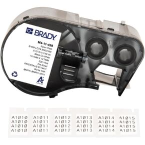 Brady Authentic (M4-11-499) Aggressive Adhesive Multi-Purpose Nylon Labels 0.5"H x 0.75"W Black on White, 220 Labels. for use with The BMP41, BMP51, and M511 Label Printers