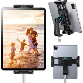 OHLPRO iPad Tripod Mount Adapter with Swivel Ball Head, Standard Screws 1/4 Hole, Tablet Holder for Tripod Clamp for 5-13'' Tablets and iPhone 15 Promax, iPad Pro 12.9, Air, Mini, Samsung