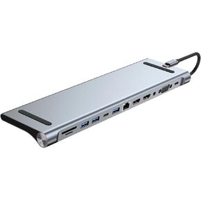 USB C Docking Station Dual Monitor, Dual HDMI Adapter 12 in 1 Triple Display USB C Hub with USB-C, 2 4K HDMI, VGA, Gigabit Ethernet, 100W PD, 3 USB Ports, Audio, SD & TF Card Reader for Type-C Laptops