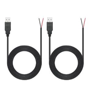 6FT USB ذكر التوصيل 2 دبوس الأسلاك العارية، USB 2.0 ذكر كابل الطاقة ضفيرة نهاية مفتوحة، لمعدات USB المثبتة أو DIY استبدال كابل الطاقة الصيانة (2PCS)