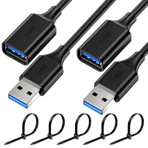 USB Extender Cord 10FT(3 Pack), USB 3.0 Extension Cable, USB A Male to Female, Compatible for USB Flash Drive, Hard Drive, Card Reader, Webcam, Printer, Keyboard, Mouse, Playstation, Xbox, VR Headset