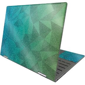 MightySkins Glossy Glitter Skin Compatible with HP Envy x360 13" (2022) - Blue Green Polygon | Protective, Durable High-Gloss Glitter Finish | Easy to Apply and Change Styles | Made in The USA