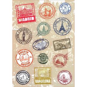 TamBee 2PCS Multi Countries Retro Vintage Landmark Monument Travel Airline Plane Patterns Stickers Luggage Suitcase Laptop Waterproof Stickers Children's Room Decor Labels A4#6 Olympics