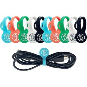 SUNFICON 10 PCS Upgraded Long Magnetic Cord Organizers Cable Clips Cable Straps 2023 New Silicone Twist Ties Colorful Appliance Headphone Cord Holder Manager Bookmark Whiteboard Fridge Magnet Keychain