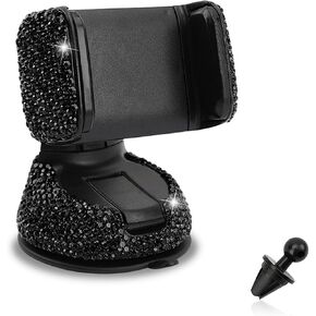 Pack-1 Bling Car Phone Holder, 360 Degrees Adjustable Shiny Car Phone Mount, Universal Crystal Rhinestone Phone Stand, Car Accessories for Windshield Dashboard and Air Outlet (White) in Saudi Arabia