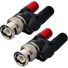 BNC Male Plug to 2X 4mm Dual Banana Female Jack Socket Binding Post RF Coax Coaxial Splitter Connector BNC Banana Adapter for HF Radio Antennas Oscilloscope DVM Pack of 2