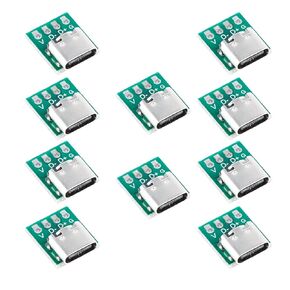 10Pcs Type C to 2.54mm Connector Board USB 3.1 16P Test PCB Board PCB Converter Pinboard Adapter Board 2.54mm 16Pin Female Connector Test Board for Data Line Wire Cable Transfer