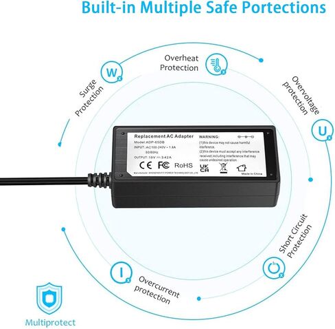 19V 3.42A Laptop Charger,100~240V AC to DC 19 Volt 3.42A 3.16A 2.37A 2.31A Power Supply Adapter with 9 Tips for Asus Toshiba Lenovo Notebook LG Monitor in Kuwait