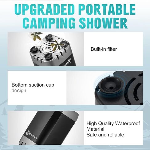 Portable Camping Shower,Upgrade 7800mAh Rechargeable Electric Shower Pump with USB-C, Handheld Filter Shower Head Two-Meter Hose Suitable for Outdoor Hiking, RV Travel, Beach Vacations in Saudi Arabia