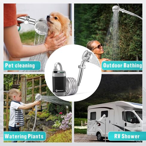 Portable Camping Shower,Upgrade 7800mAh Rechargeable Electric Shower Pump with USB-C, Handheld Filter Shower Head Two-Meter Hose Suitable for Outdoor Hiking, RV Travel, Beach Vacations in Saudi Arabia