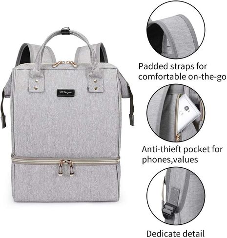 حقيبة ظهر بمضخة الثدي، حقائب ضخ GOGOSO مع مبرد للعمل والأم مضخة الثدي تحمل حقيبة الحفاضات هدايا استحمام الطفل (لا تشمل حزمة الثلج) in Kuwait