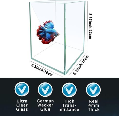 iPriro Glass Betta Aquarium Starter Kits 1.5 Gallon Small Fish Tank, Betta Fish Tank with LED Light, Power Filter, Black. 4mm Glass in Saudi Arabia