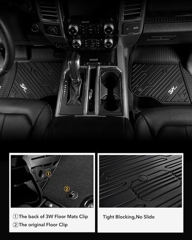 سجادات أرضية 3 واط تناسب 2017-2024 Ford F-250 F-350 F450 F550 Super Duty Crew Cab مع مساحة تخزين تحت المقعد، تناسب مخصص لـ F250 F350 جميع الأحوال الجوية TPE ملحقات السيارة بطانة أرضية (مقعد دلو) in Kuwait