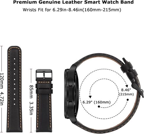 أحزمة Tasikar الجلدية مقاس 22 مم متوافقة مع ساعة Samsung Galaxy Watch 3 مقاس 45 مم، حزام سوار بديل من الجلد الأصلي الفاخر متوافق مع ساعة Galaxy Watch 46 مم، 22 مم in Saudi Arabia