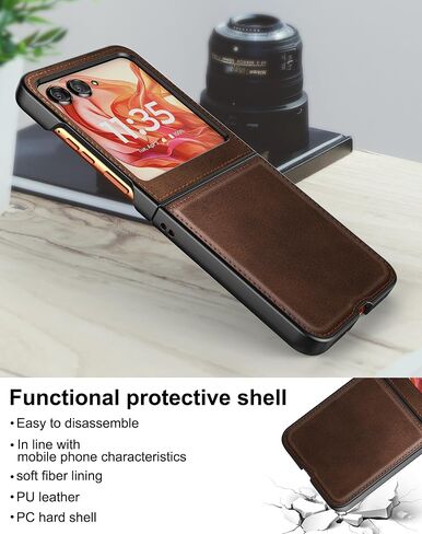 Foluu for Motorola Razr 2024 Case [Not fit Razr Plus 2024], Moto Razr 2024 Leather Case, PU Leather + Hard PC Shell Ultra Thin Slim Durable Protective Phone Case Cover for Motorola Razr 2024 (Brown) in Saudi Arabia