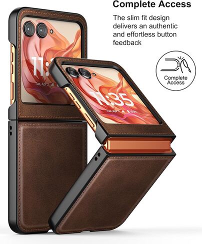 Foluu for Motorola Razr 2024 Case [Not fit Razr Plus 2024], Moto Razr 2024 Leather Case, PU Leather + Hard PC Shell Ultra Thin Slim Durable Protective Phone Case Cover for Motorola Razr 2024 (Brown) in Saudi Arabia