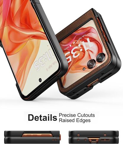 Foluu for Motorola Razr 2024 Case [Not fit Razr Plus 2024], Moto Razr 2024 Leather Case, PU Leather + Hard PC Shell Ultra Thin Slim Durable Protective Phone Case Cover for Motorola Razr 2024 (Brown) in Saudi Arabia