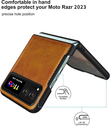 Foluu for Motorola Razr 2024 Case [Not fit Razr Plus 2024], Moto Razr 2024 Leather Case, PU Leather + Hard PC Shell Ultra Thin Slim Durable Protective Phone Case Cover for Motorola Razr 2024 (Brown) in Saudi Arabia