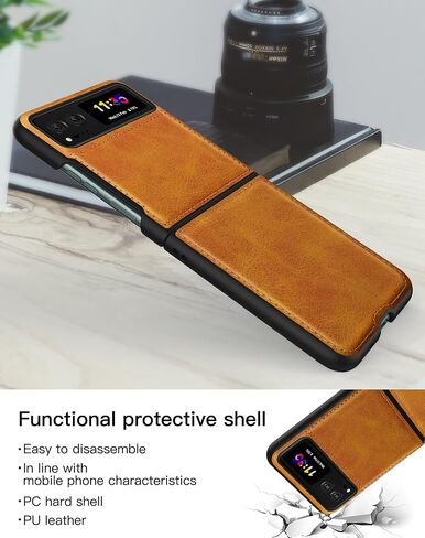 Foluu for Motorola Razr 2024 Case [Not fit Razr Plus 2024], Moto Razr 2024 Leather Case, PU Leather + Hard PC Shell Ultra Thin Slim Durable Protective Phone Case Cover for Motorola Razr 2024 (Brown) in Saudi Arabia
