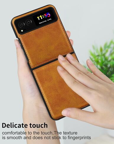 Foluu for Motorola Razr 2024 Case [Not fit Razr Plus 2024], Moto Razr 2024 Leather Case, PU Leather + Hard PC Shell Ultra Thin Slim Durable Protective Phone Case Cover for Motorola Razr 2024 (Brown) in Saudi Arabia