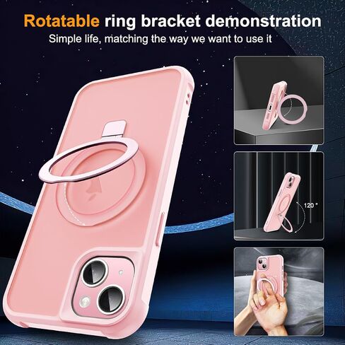 CoolBELL Phone Case for iPhone 15 Plus 6.7 Inches with Strengthened Magnetic Ring Stand Translucent Back Cover [Compatible with Magsafe] Military-Grade Protection Cases for Men Women (Wine Red) in Saudi Arabia