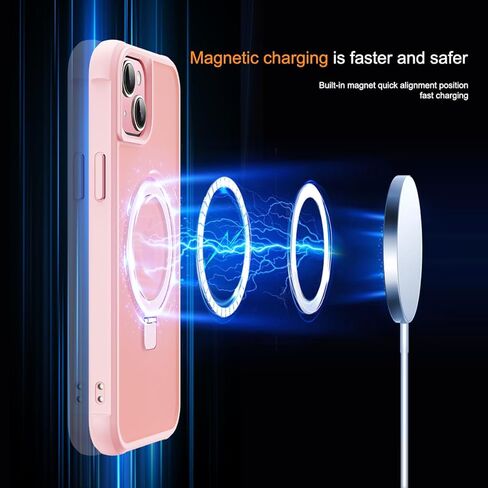 CoolBELL Phone Case for iPhone 15 Plus 6.7 Inches with Strengthened Magnetic Ring Stand Translucent Back Cover [Compatible with Magsafe] Military-Grade Protection Cases for Men Women (Wine Red) in Saudi Arabia