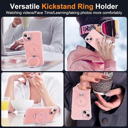 CoolBELL Phone Case for iPhone 15 Plus 6.7 Inches with Strengthened Magnetic Ring Stand Translucent Back Cover [Compatible with Magsafe] Military-Grade Protection Cases for Men Women (Wine Red) in Saudi Arabia