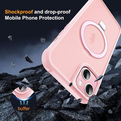 CoolBELL Phone Case for iPhone 15 Plus 6.7 Inches with Strengthened Magnetic Ring Stand Translucent Back Cover [Compatible with Magsafe] Military-Grade Protection Cases for Men Women (Wine Red) in Saudi Arabia
