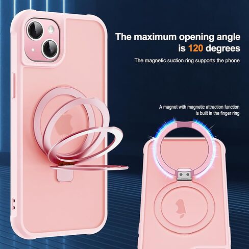 CoolBELL Phone Case for iPhone 15 Plus 6.7 Inches with Strengthened Magnetic Ring Stand Translucent Back Cover [Compatible with Magsafe] Military-Grade Protection Cases for Men Women (Wine Red) in Saudi Arabia