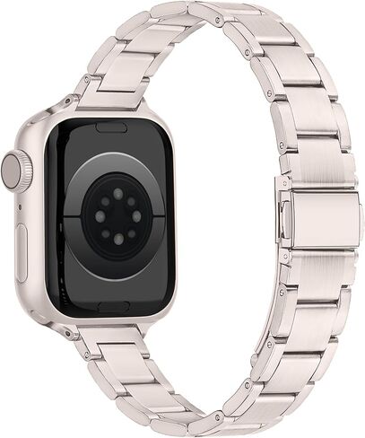 سوار نحيف من الفولاذ المقاوم للصدأ متوافق مع أساور ساعة Apple للنساء 44 مم 40 مم 45 مم 41 مم 38 مم 42 مم 46 مم، سوار معصم أنيق لسلسلة ساعات Apple 10 9 8 7 6 5 4 3 2 1 SE (فضي) in Saudi Arabia