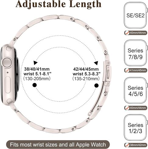 سوار نحيف من الفولاذ المقاوم للصدأ متوافق مع أساور ساعة Apple للنساء 44 مم 40 مم 45 مم 41 مم 38 مم 42 مم 46 مم، سوار معصم أنيق لسلسلة ساعات Apple 10 9 8 7 6 5 4 3 2 1 SE (فضي) in Saudi Arabia