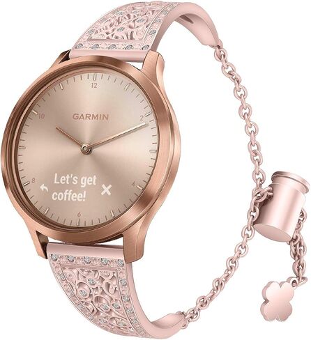 حزام ساعة نسائي 22 ملم متوافق مع Fossil Gen 5 Julianna، حزام ساعة Bling Diamond من الفولاذ المقاوم للصدأ سريع التحرير وحزام قابل للتعديل أساور مجوهرات معصم للجيل 5 Julianna (وردي وردي) in Kuwait