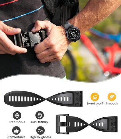 ساعة NotoCity for Fenix ​​7 pro Band 22 مم عرض Fenix ​​6 حزام لـ Fenix ​​5/Fenix ​​7/Fenix ​​5 Plus/Fenix ​​6 Pro من السيليكون الناعم (أبيض-أزرق داكن) in Saudi Arabia
