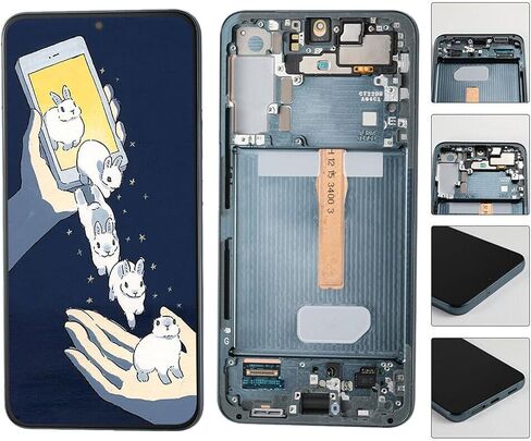 شاشة LCD S22 Plus 5G OLED [6.55 بوصة وليس OEM 6.6 بوصة] + إطار أسود فانتوم لهاتف Samsung Galaxy S22+ SM-S906U S906W S906B شاشة LCD بديلة لمجموعة محول رقمي تعمل باللمس in Kuwait