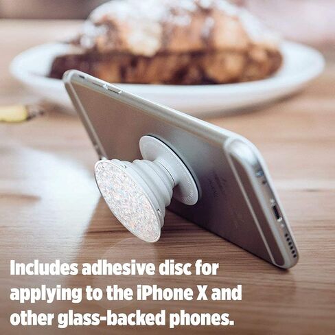 PopSockets: قبضة وحامل قابلان للطي للهواتف والأجهزة اللوحية - لون أبيض ثلجي لامع in Saudi Arabia