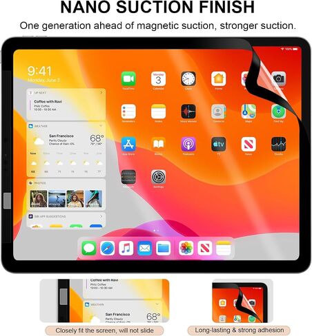 واقي شاشة Paper Nan Suction لجهاز iPad 6th 5th 9.7 بوصة (2018/2017)، iPad Pro 9.7 2016، iPad Air 2، iPad Air 1، كتابة، رسم مثل على الورق، قابل للفصل، قابل لإعادة الاستخدام، طبقة ورقية مضادة للتوهج in Kuwait