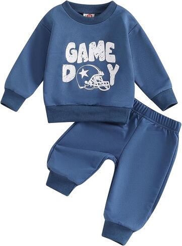ZyHwShine Toddler Baby Boy Football Outfit On Sundays We Watch Football with Daddy Sweatshirt Top Pants Infant Fall Clothes in Saudi Arabia