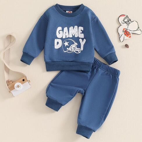 ZyHwShine Toddler Baby Boy Football Outfit On Sundays We Watch Football with Daddy Sweatshirt Top Pants Infant Fall Clothes in Saudi Arabia