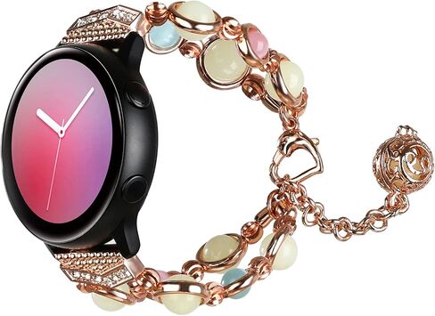 TiMOVO Beaded Fashion Band Compatible with Galaxy Watch Active 2/Active/Galaxy Watch 4 40mm/Galaxy Watch 4 Classic 42mm, Elastic Beaded Night Luminous Beads Band Strap for Women Girls in Saudi Arabia