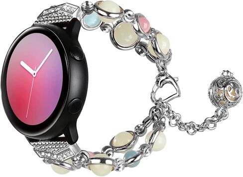 TiMOVO Beaded Fashion Band Compatible with Galaxy Watch Active 2/Active/Galaxy Watch 4 40mm/Galaxy Watch 4 Classic 42mm, Elastic Beaded Night Luminous Beads Band Strap for Women Girls in Saudi Arabia